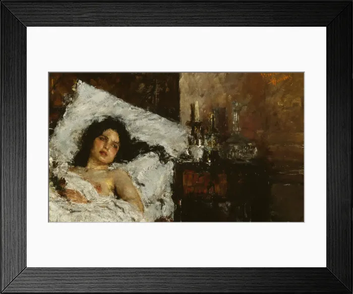 Framed Print : Resting, c. 1887. Creator: Antonio Mancini Framed Print : Resting, c. 1887. Creator: Antonio Mancini