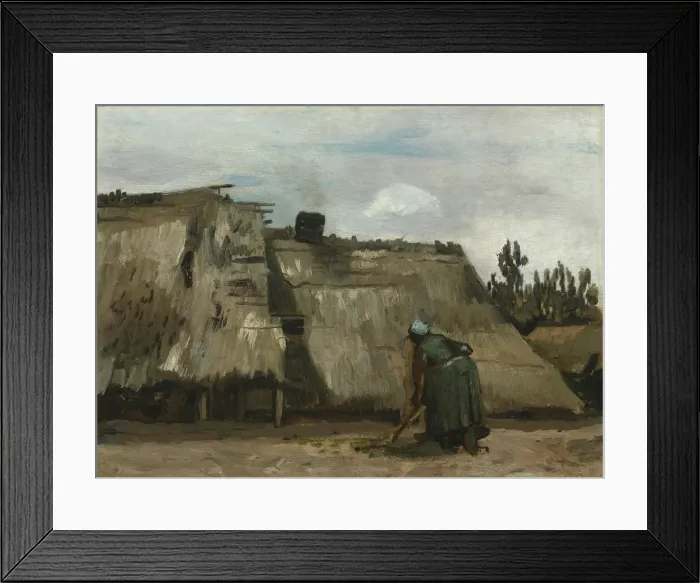 Framed Print : A Peasant Woman Digging in Front of Her Cottage, c. 1885. Creator: Vincent van Gogh Framed Print : A Peasant Woman Digging in Front of Her Cottage, c. 1885. Creator: Vincent van Gogh