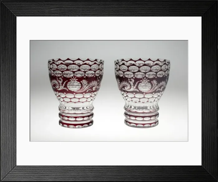 Framed Print : Two Vases, Bohemia, Mid 19th century. Creator: Bohemia Glass Framed Print : Two Vases, Bohemia, Mid 19th century. Creator: Bohemia Glass
