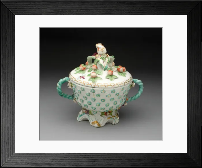 Framed Print : Covered Bowl, Chelsea, 1750 / 60. Creator: Chelsea Porcelain Manufactory Framed Print : Covered Bowl, Chelsea, 1750 / 60. Creator: Chelsea Porcelain Manufactory