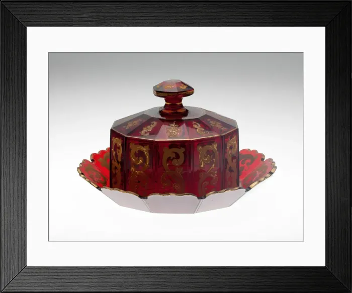 Framed Print : Cheese Dish and Cover, Bohemia, 19th century. Creator: Bohemia Glass Framed Print : Cheese Dish and Cover, Bohemia, 19th century. Creator: Bohemia Glass