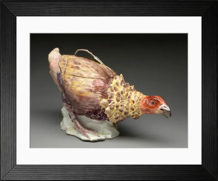 Framed Print : Tureen in the form of a Fighting Cock, Chelsea, c. 1755 Framed Print : Tureen in the form of a Fighting Cock, Chelsea, c. 1755