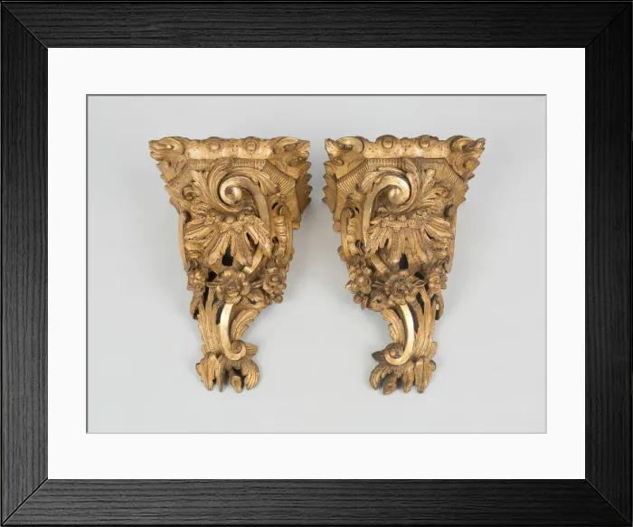 Framed Print : Pair of Brackets, England, 1740 / 50. Creator: Unknown Framed Print : Pair of Brackets, England, 1740 / 50. Creator: Unknown
