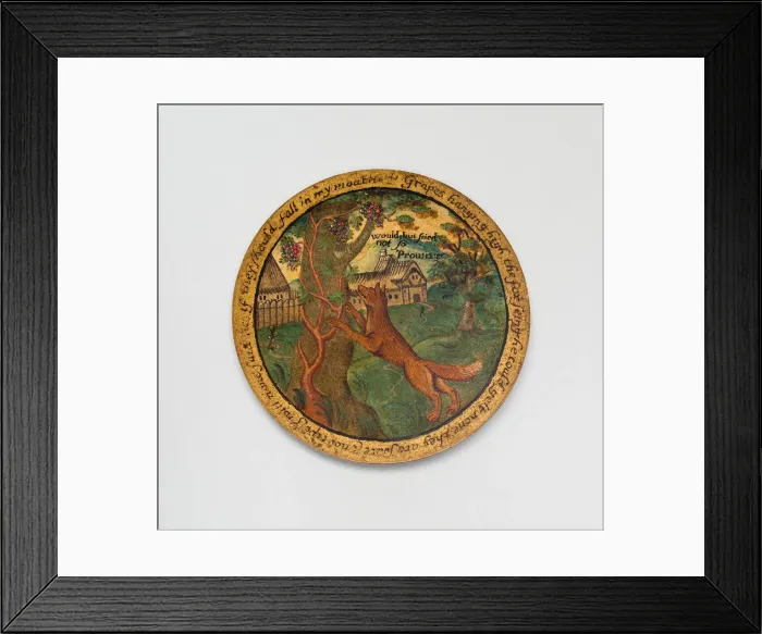 Framed Print : Trencher with a Scene from Aesops Fables, England, c. 1600. Creator: Unknown Framed Print : Trencher with a Scene from Aesops Fables, England, c. 1600. Creator: Unknown
