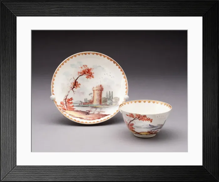 Framed Print : Tea Bowl and Saucer, Chelsea, c. 1755. Creator: Chelsea Porcelain Manufactory Framed Print : Tea Bowl and Saucer, Chelsea, c. 1755. Creator: Chelsea Porcelain Manufactory