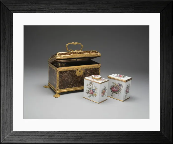 Framed Print : Casket Containing a Sugar Box and two Tea Caddies, Birmingham, c. 1760. Creator: Unknown Framed Print : Casket Containing a Sugar Box and two Tea Caddies, Birmingham, c. 1760. Creator: Unknown