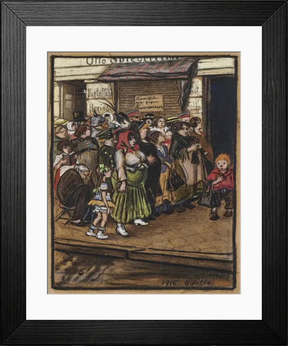 Framed Print : Potato queue, 1916. Creator: Zille, Heinrich (1858-1929) Framed Print : Potato queue, 1916. Creator: Zille, Heinrich (1858-1929)