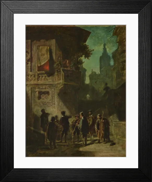 Framed Print : Spanish Serenade from the Barber of Sevilla, ca 1856. Creator: Spitzweg, Carl (1808-1885) Framed Print : Spanish Serenade from the Barber of Sevilla, ca 1856. Creator: Spitzweg, Carl (1808-1885)