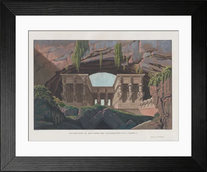 Framed Print : Stage design for the opera Die Zauberflote by Wolfgang Amadeus Mozart, 1847-1849. Creator: Schinkel, Karl Friedrich (1781-1841) Framed Print : Stage design for the opera Die Zauberflote by Wolfgang Amadeus Mozart, 1847-1849. Creator: Schinkel, Karl Friedrich (1781-1841)