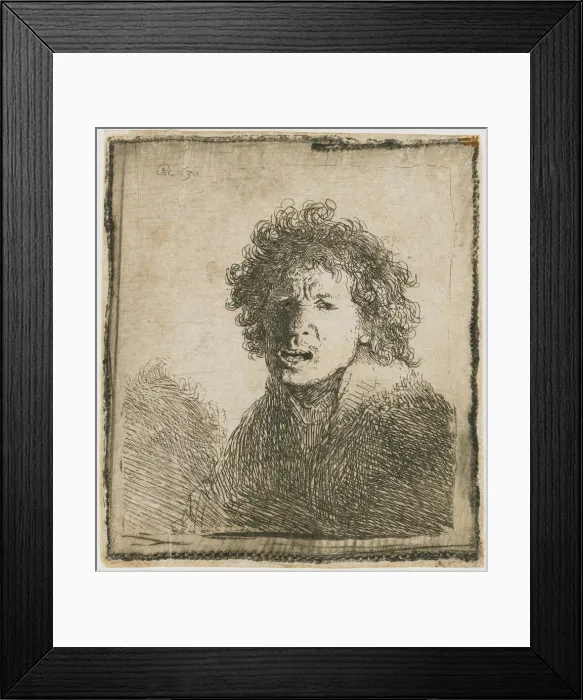 Framed Print : Self-Portrait with Open Mouth, 1630. Creator: Rembrandt van Rhijn (1606-1669)