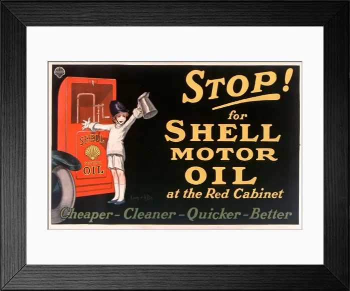 Framed Print : Stop! for Shell motor oil at the Red Cabinet, 1926. Creator: D Ylen, Jean (1886-1938) Framed Print : Stop! for Shell motor oil at the Red Cabinet, 1926. Creator: D Ylen, Jean (1886-1938)
