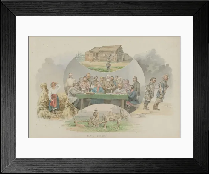 Framed Print : Tax collection, 1862. Creator: Znamensky, Mikhail Stepanovich (1833-1892) Framed Print : Tax collection, 1862. Creator: Znamensky, Mikhail Stepanovich (1833-1892)