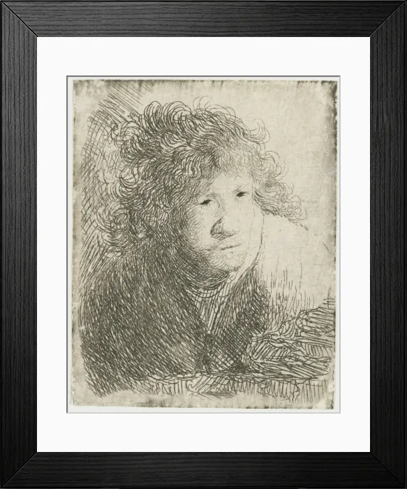 Framed Print : Self-Portrait, Leaning Forward, Listening, 1628. Creator: Rembrandt van Rhijn (1606-1669) Framed Print : Self-Portrait, Leaning Forward, Listening, 1628. Creator: Rembrandt van Rhijn (1606-1669)