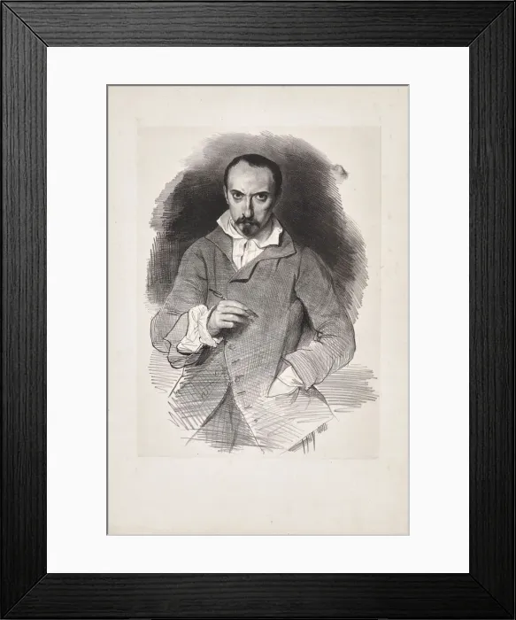 Framed Print : Self-Portrait, Second quarter of the 19th cen. Creator: Deveria, Achille (1800-1857) Framed Print : Self-Portrait, Second quarter of the 19th cen. Creator: Deveria, Achille (1800-1857)