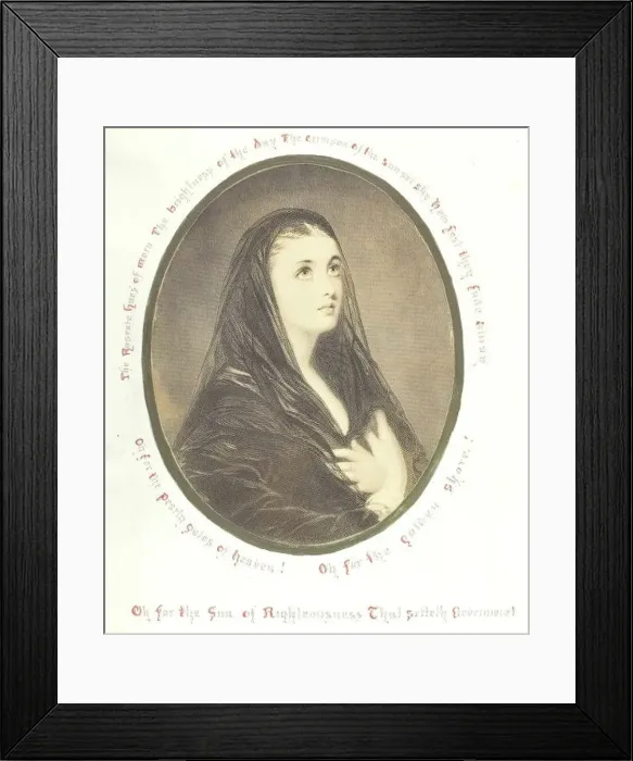 Framed Print : Untitled [pious woman in a veil], 1868. Creator: Georgina Cowper