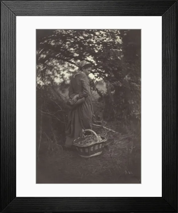 Framed Print : Woman Standing with Basket on Ground, 1870. Creator: Giraudons Artist Framed Print : Woman Standing with Basket on Ground, 1870. Creator: Giraudons Artist