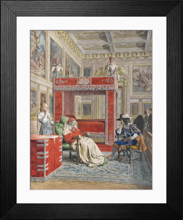 Framed Print : The Death of Richelieu, c. 1900. Creator: Leloir, Maurice (1853-1940) Framed Print : The Death of Richelieu, c. 1900. Creator: Leloir, Maurice (1853-1940)