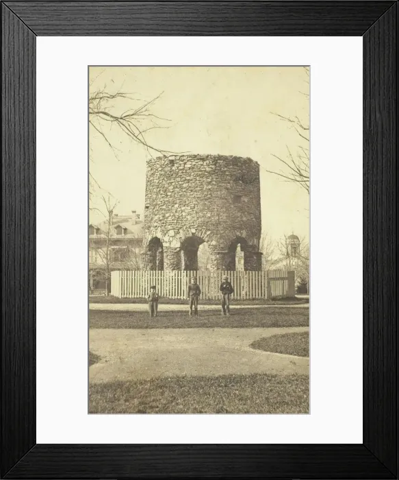 Framed Print : Untitled (stone turret with boys), 1850-1880s. Creator: Joshua Appleby Williams Framed Print : Untitled (stone turret with boys), 1850-1880s. Creator: Joshua Appleby Williams