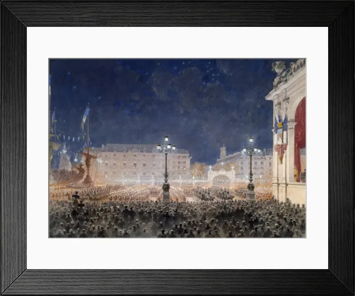Framed Print : Torchlight retreat on Place de l Hotel de Ville. Franco-Russian celebrations Framed Print : Torchlight retreat on Place de l Hotel de Ville. Franco-Russian celebrations
