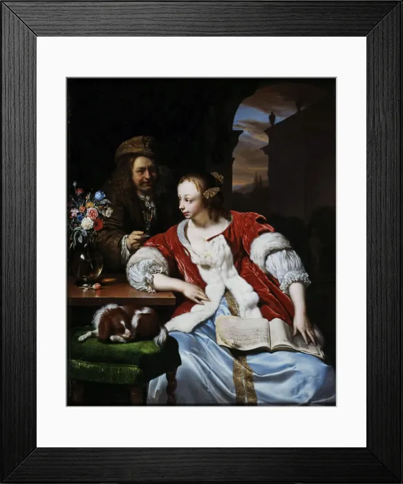 Framed Print : The interrupted song: portrait of the artist and his wife, 1671 Framed Print : The interrupted song: portrait of the artist and his wife, 1671
