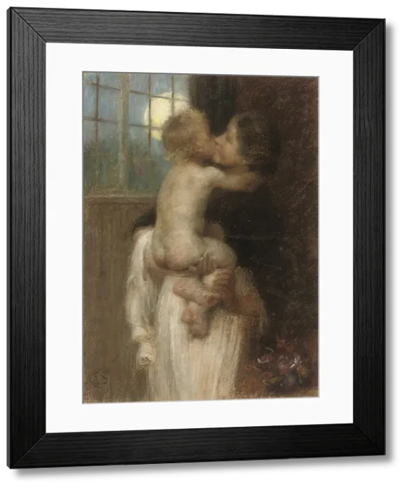 Framed Print : The Kiss, c. 1910. Creator: Stott, Edward (1858-1918) Framed Print : The Kiss, c. 1910. Creator: Stott, Edward (1858-1918)