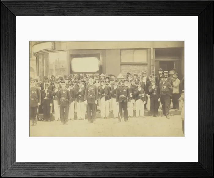 Framed Print : Untitled (Group Portrait of Men in Uniform), 1850 / 1899. Creator: Harry W. Brown Framed Print : Untitled (Group Portrait of Men in Uniform), 1850 / 1899. Creator: Harry W. Brown