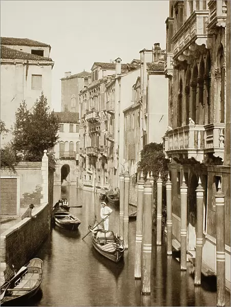 Untitled (II 41), c. 1890. [Gondola on canal, Venice]. Creator: Unknown