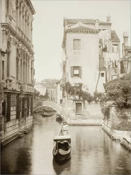 Untitled (II 8), c. 1890. [Gondola on canal, Venice]. Creator: Unknown