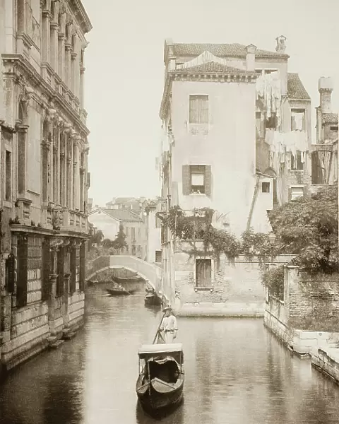 Untitled (II 8), c. 1890. [Gondola on canal, Venice]. Creator: Unknown