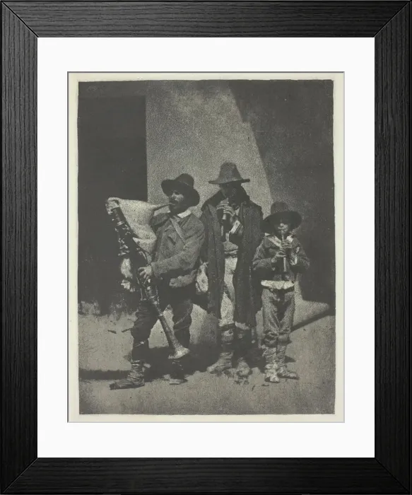 Framed Print : Street Musicians Standing, c. 1855, printed 1982. Creator: Charles Negre Framed Print : Street Musicians Standing, c. 1855, printed 1982. Creator: Charles Negre
