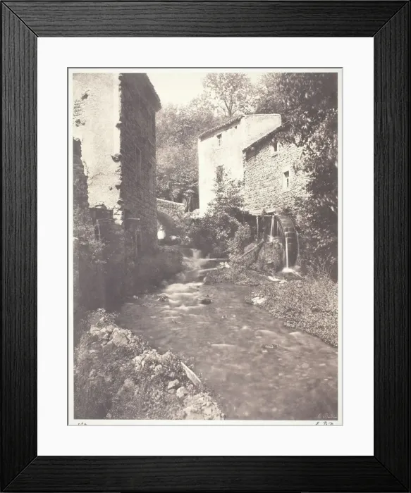 Framed Print : Moulins a eau en Auvergne, 1852, printed 1978. Creator: Edouard Baldus Framed Print : Moulins a eau en Auvergne, 1852, printed 1978. Creator: Edouard Baldus