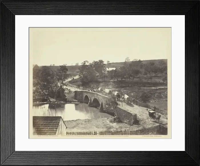 Framed Print : Antietam Bridge, Maryland, September 1862. Creators: Barnard & Gibson, George N Framed Print : Antietam Bridge, Maryland, September 1862. Creators: Barnard & Gibson, George N
