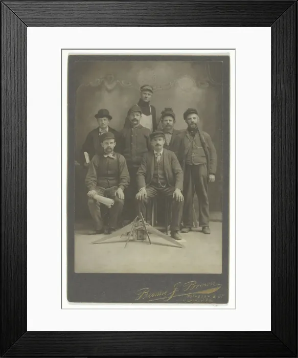 Framed Print : Untitled [group portrait of workmen  /  engineers], 1866  /  99. Creator: Bonnie J. Brown