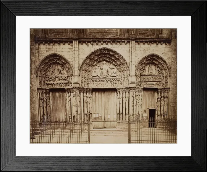 Framed Print : Untitled (Royal Portal of Chartres Cathedral), 1860s. Creator: Unknown Framed Print : Untitled (Royal Portal of Chartres Cathedral), 1860s. Creator: Unknown