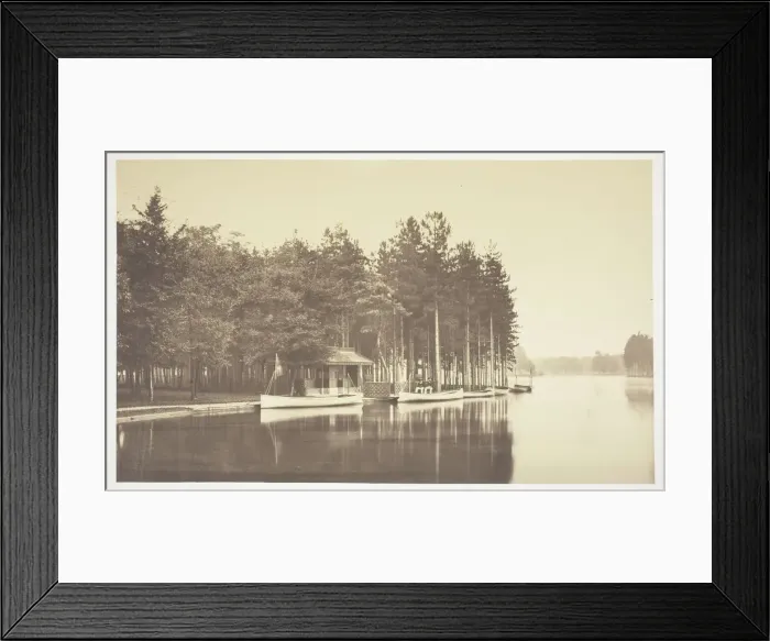 Framed Print : Untitled, c. 1850. [Boat on a lake in the Bois de Boulogne, a park in Paris]