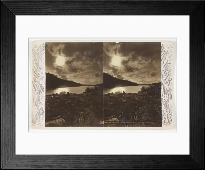 Framed Print : Upper Saranac Lake - Bartletts Landing Moonlight, late 19th century Framed Print : Upper Saranac Lake - Bartletts Landing Moonlight, late 19th century