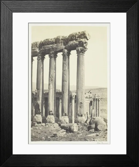 Framed Print : The Great Pillars and Smaller Temple, Baalbec, 1857. Creator: Francis Frith Framed Print : The Great Pillars and Smaller Temple, Baalbec, 1857. Creator: Francis Frith