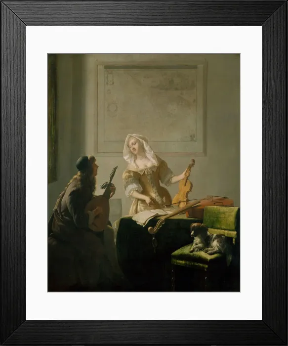 Framed Print : The Music Lesson, 1671. Creator: Jacob Ochtervelt Framed Print : The Music Lesson, 1671. Creator: Jacob Ochtervelt