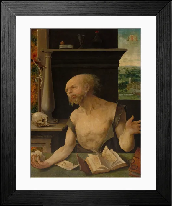 Framed Print : Saint Jerome in Penitence, 1525 / 30. Creator: Master of the Lille Adoration Framed Print : Saint Jerome in Penitence, 1525 / 30. Creator: Master of the Lille Adoration