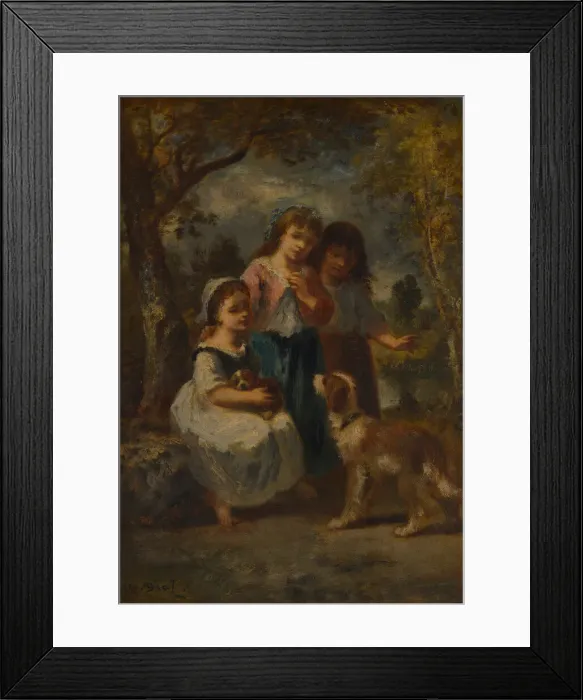Framed Print : Three Little Girls, c. 1870. Creator: Narcisse Virgile Diaz de la Pena Framed Print : Three Little Girls, c. 1870. Creator: Narcisse Virgile Diaz de la Pena