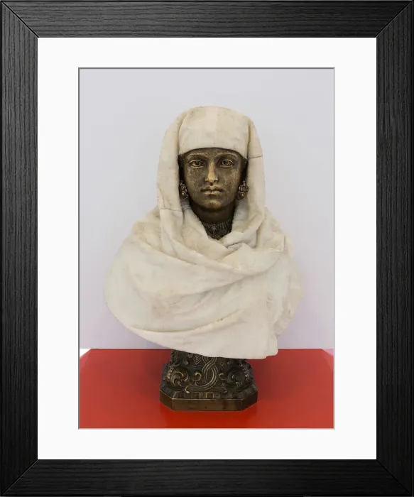 Framed Print : Female Bust (possibly Aida), c. 1875. Creator: Pietro Calvi