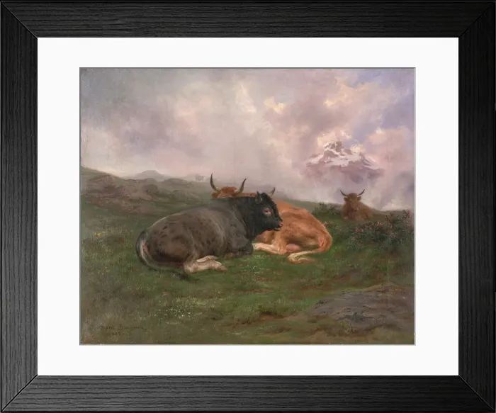 Framed Print : Cattle at Rest on a Hillside in the Alps, 1885. Creator: Rosa Bonheur Framed Print : Cattle at Rest on a Hillside in the Alps, 1885. Creator: Rosa Bonheur