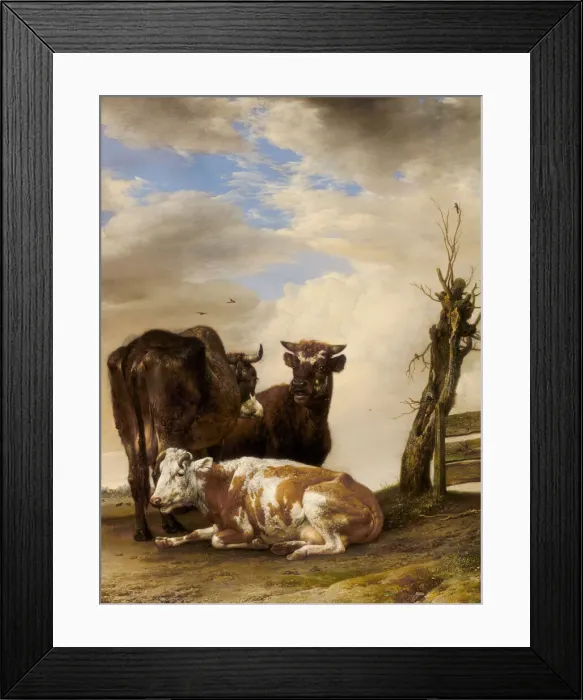 Framed Print : Two Cows and a Young Bull beside a Fence in a Meadow, 1647. Creator: Paulus Potter Framed Print : Two Cows and a Young Bull beside a Fence in a Meadow, 1647. Creator: Paulus Potter