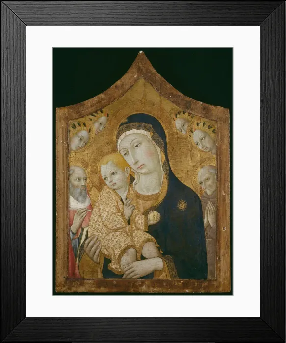 Framed Print : Virgin and Child with Saints Jerome, Bernardino of Siena, and Angels, 1450 / 60 Framed Print : Virgin and Child with Saints Jerome, Bernardino of Siena, and Angels, 1450 / 60