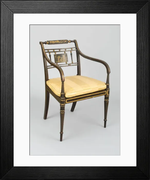 Framed Print : Armchair with Tablet: Putti at Vulcans Forge, England, c. 1790 / 1800. Creator: John Gee Framed Print : Armchair with Tablet: Putti at Vulcans Forge, England, c. 1790 / 1800. Creator: John Gee