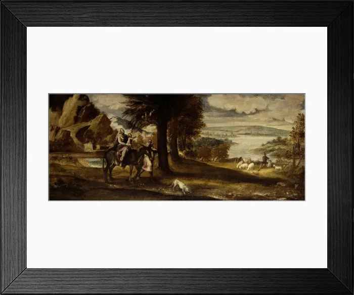 Framed Print : The Flight into Egypt, 1540  /  50. Creator: Andrea Schiavone