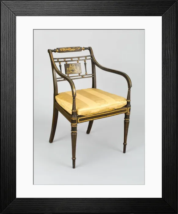 Framed Print : Armchair with Tablet: Putti Drawing, England, c. 1790 / 1800. Creator: John Gee Framed Print : Armchair with Tablet: Putti Drawing, England, c. 1790 / 1800. Creator: John Gee