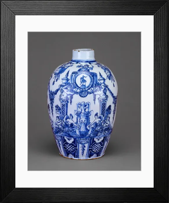 Framed Print : Vase, Delft, c. 1690 / 1700. Creator: De Griekesche A Framed Print : Vase, Delft, c. 1690 / 1700. Creator: De Griekesche A