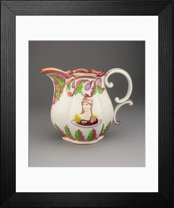 Framed Print : Pitcher with Images of Prince Leopold and Princess Charlotte, Staffordshire, 1810 / 20 Framed Print : Pitcher with Images of Prince Leopold and Princess Charlotte, Staffordshire, 1810 / 20