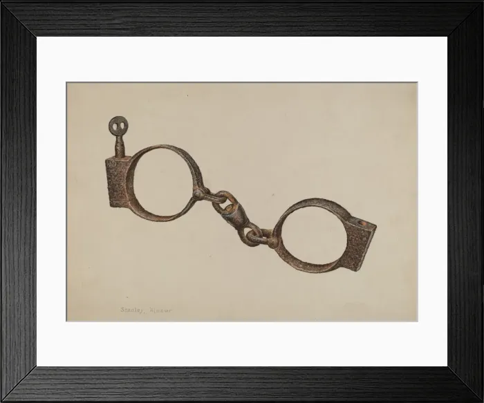 Framed Print : Slave Handcuffs, c. 1938. Creator: Stanley Mazur Framed Print : Slave Handcuffs, c. 1938. Creator: Stanley Mazur